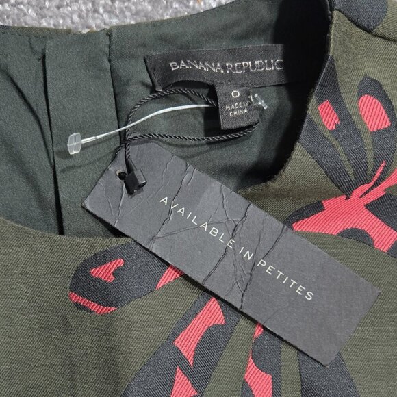 Banana Republic Olive and Coral Patterned Mini Dress - Picture 8 of 9